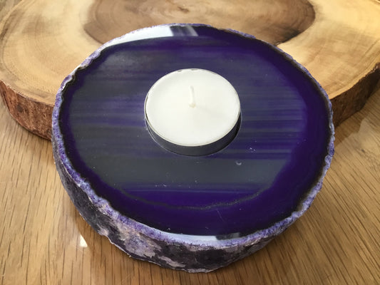 Purple Agate Candle Holder – Natural Crystal Decor for Healing, Light & Mythical Energy