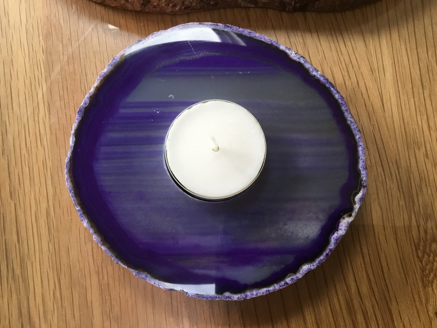 Purple Agate Candle Holder – Natural Crystal Decor for Healing, Light & Mythical Energy